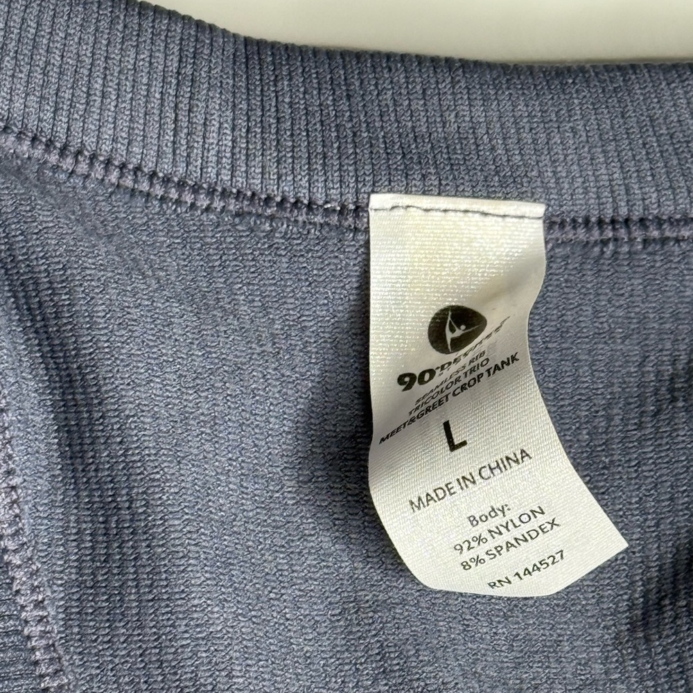 Ribbed slight crop racerback Tank Top - slate Blue and eucalyptus Green 2 for 1 - Picture 4 of 8
